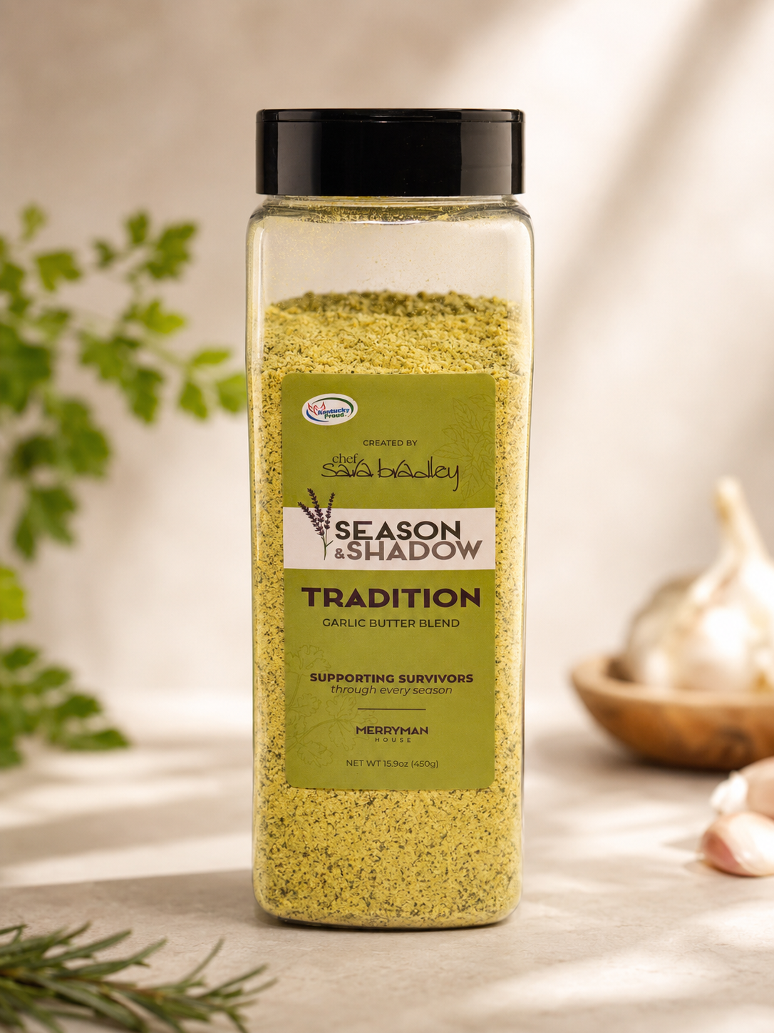 Tradition, garlic butter spice blend by chef Sara Bradley